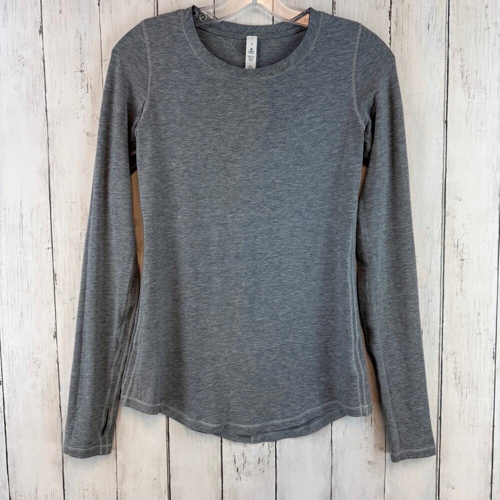 Lululemon Heathered Medium Grey Karma Long Sleeve Slim Top Vitasea W3B53S Size 6 - Picture 3 of 13